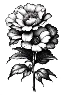 "Lucas Raphaël" flowers with stem with written tattoo design idea