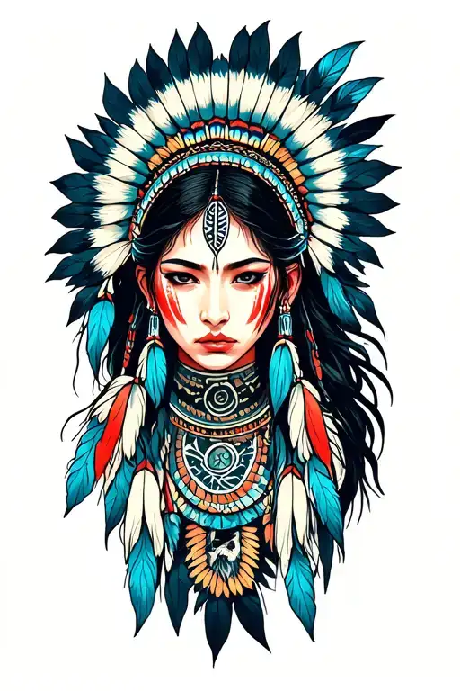 star Lillie's Aurora viral is wild chid hurt pain  Native American Indian tattoo design idea