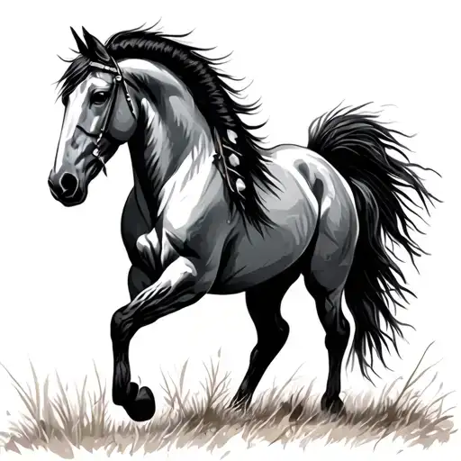 Native American war horse rearing tattoo design idea