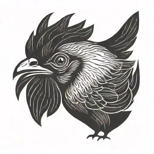 black chicken funny modern minimalist tattoo design idea