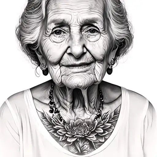 An old woman showing the tits tattoo design idea