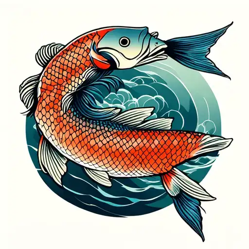 salmon net tattoo design idea