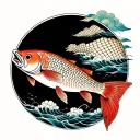 salmon net tattoo design idea