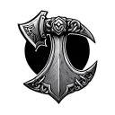 Perun's axe on a chain from collarbone to collarbone tattoo sketch on chest tattoo design idea