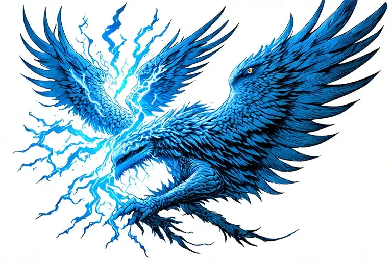 37th god with blue electric lightening storm gustave dore dan seagrave tattoo design idea