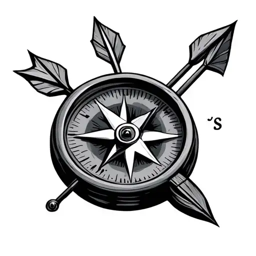 compass with 4 arrows tattoo design idea