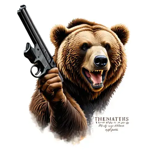 A hunter with a gun is worth hunting for a bear tattoo design idea