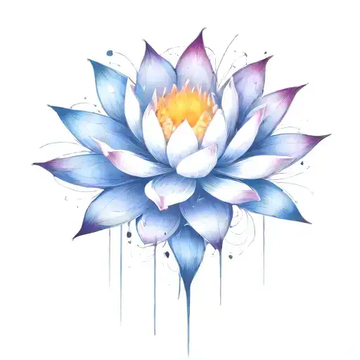 add trajectories surrounding lotus. use dark space themed colors and replace the lighter pedals with darker colors tattoo design idea