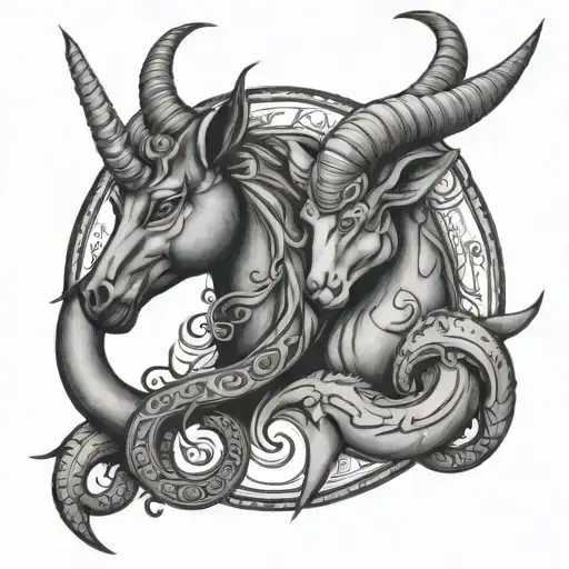 Capricorn & cancer sign tattoo design idea