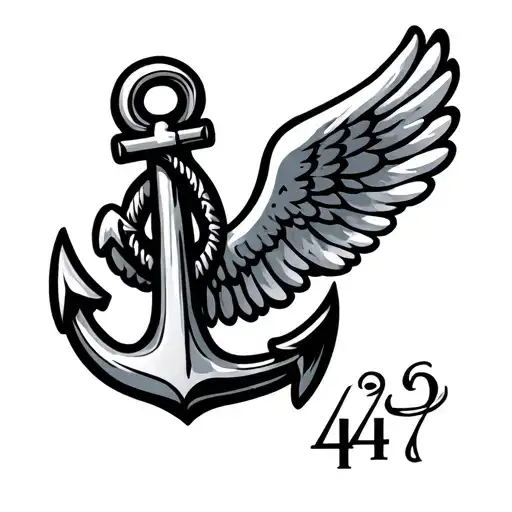 anchor with 444 angel number tattoo design idea