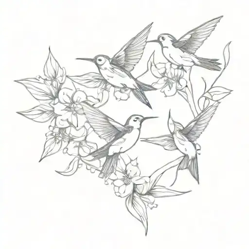 swallows and rincospermum tattoo design idea