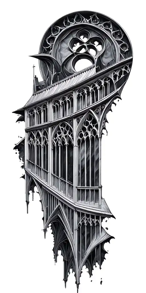gothic cathedral  tattoo design idea