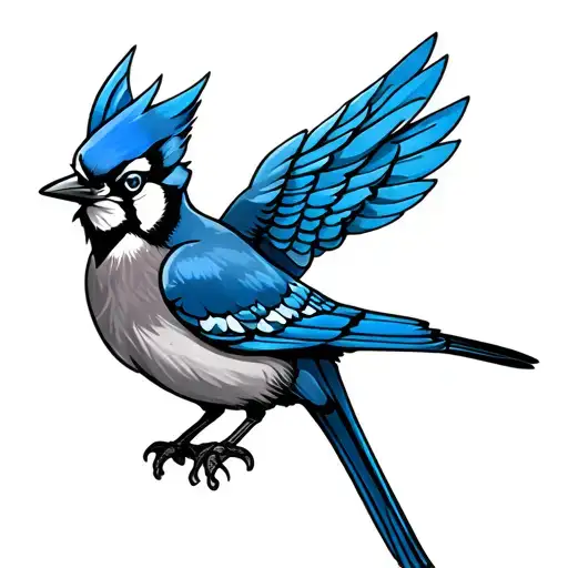 blue jay with biceps tattoo design idea