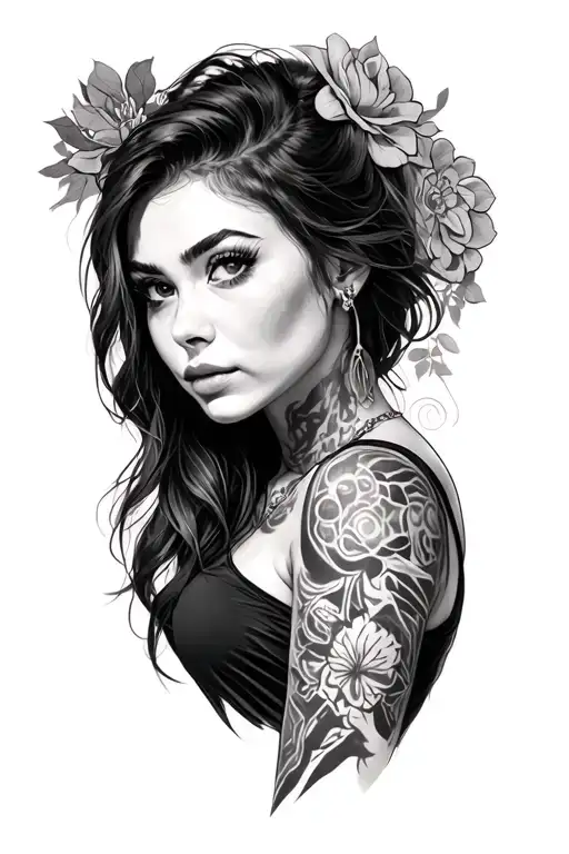 zoey from the movie huntrix tattoo design idea