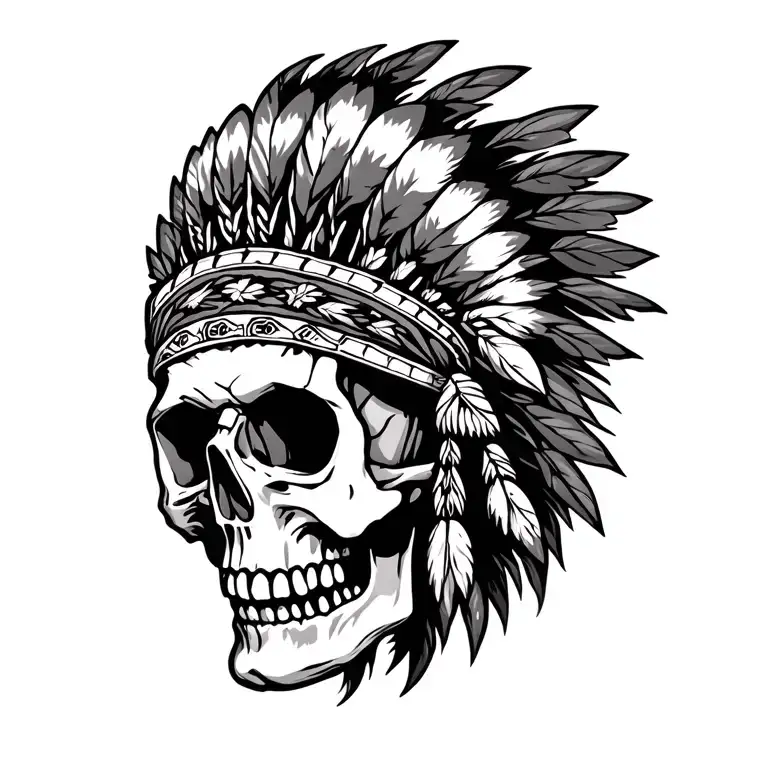 grateful dead with native american skull tattoo design idea