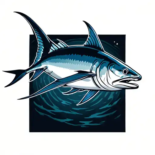 blue marlin tattoo design idea