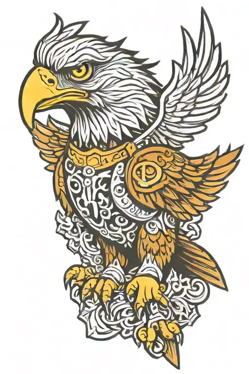 eagle kodiak clipper trojan hawk midflight pierced tattoo design idea