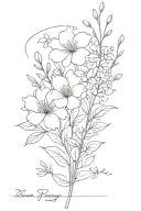  bouquet with January, February, March and November birth flowers tattoo design idea