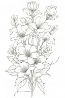  bouquet with January, February, March and November birth flowers tattoo design idea