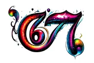 667 number 3 tattoo design idea