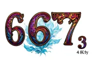 667 number 3 tattoo design idea