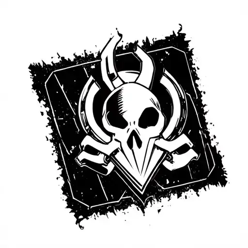Cyberpunk-inspired hacker symbol incorporating elements of danger tattoo design idea