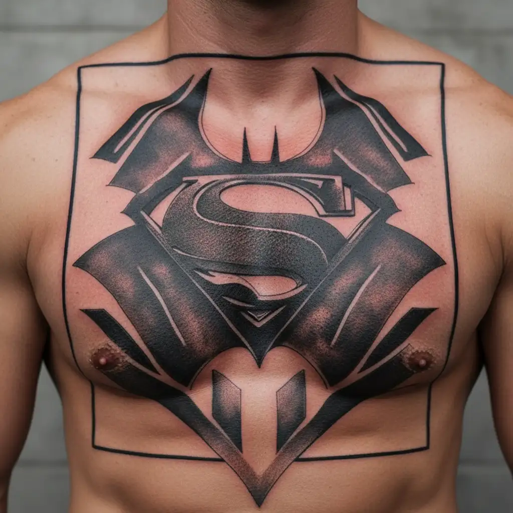 Batman and superman tattoo design idea