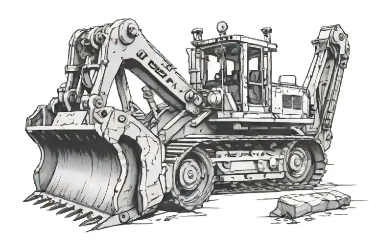 bulldozer Liebherr tattoo design idea