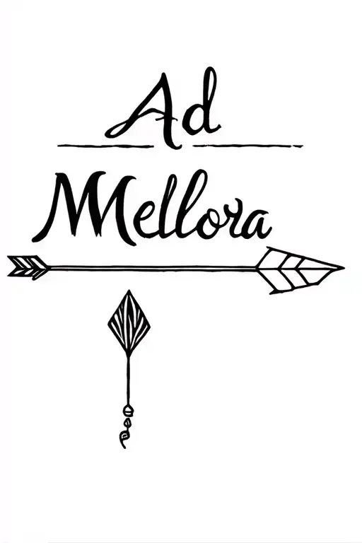 Latin phrase "Ad Meliora with an arrow piercing tattoo design idea