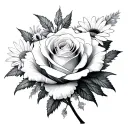 edelweiss flower and white rose intertwined tattoo design idea
