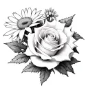 edelweiss flower and white rose intertwined tattoo design idea