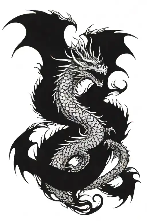 dragon with knight tattoo design idea