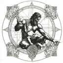 vitruvian man holding a baby tattoo design idea