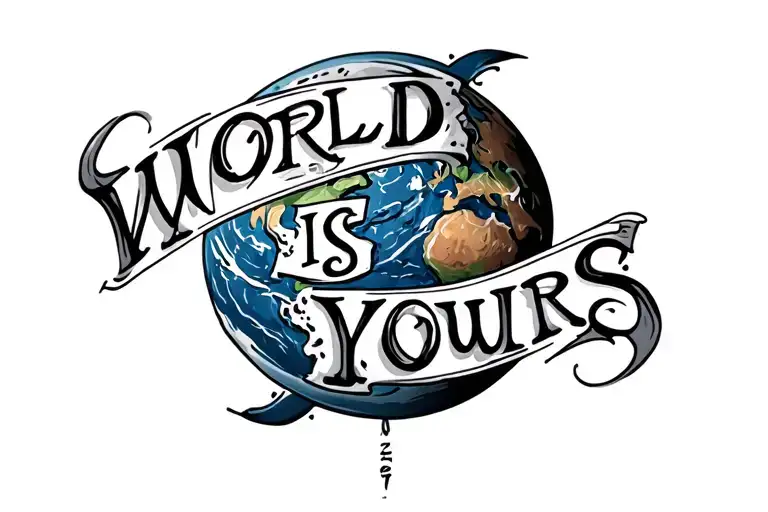 the world is yours written tattoo design idea