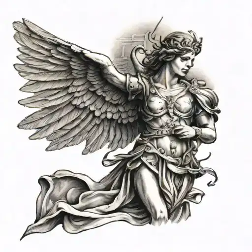 archangel raphael upper arm tattoo design idea
