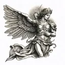 archangel raphael upper arm tattoo design idea