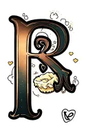 mini dumpling with R initial  tattoo design idea