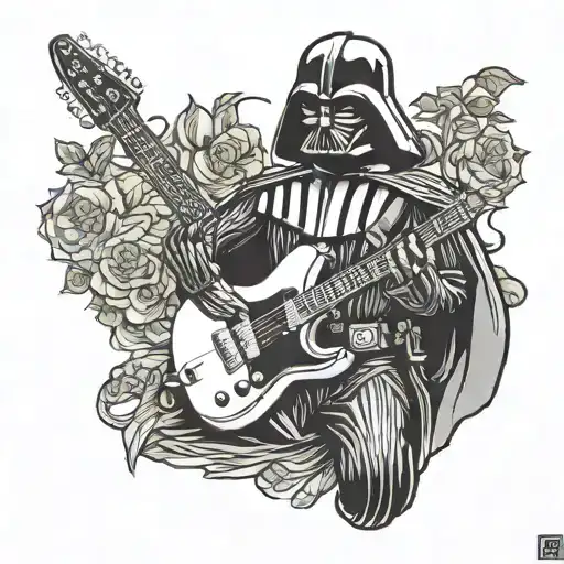 darth vader plays telecaster guitar tattoo design idea