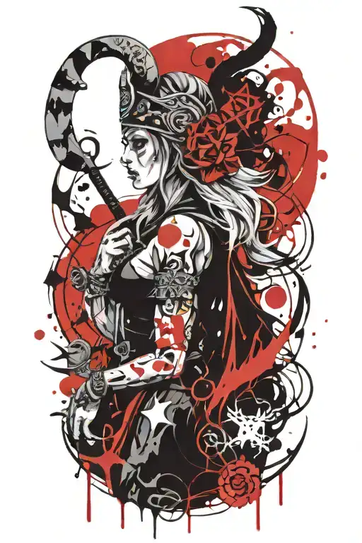 viking witch evil tattoo design idea