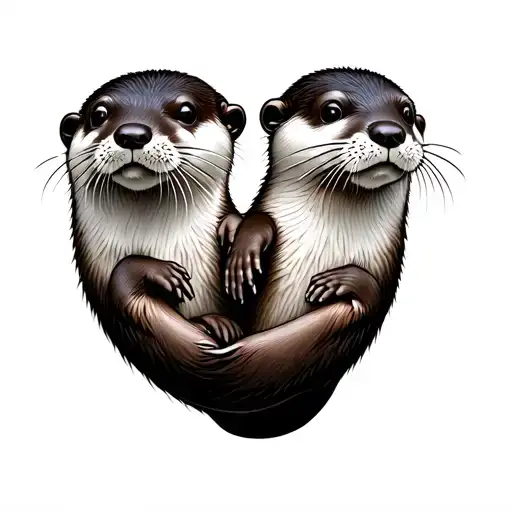 Otters Holding Hands tattoo design idea