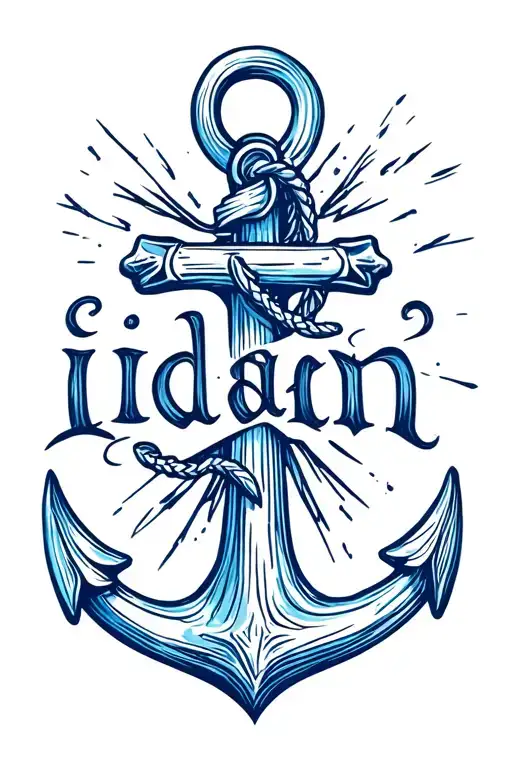 my name "idan" inside an anchor,the name doesn't necesary need to be continous, do no put the name on the side tattoo design idea