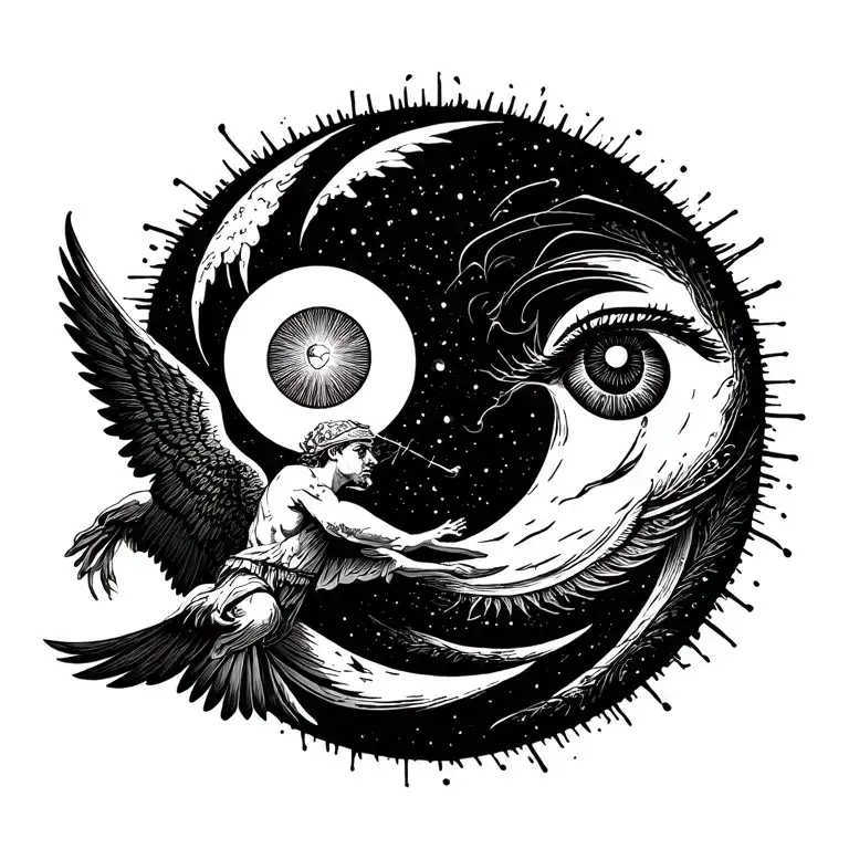 Pectograms, along with the angels and the moon and the sun and the eyes and the eyes and God and the crusaders, and that there would be a whirlpool of war tattoo design idea