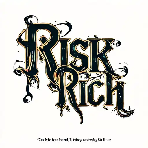 "Risk Rich" word written tattoo design idea