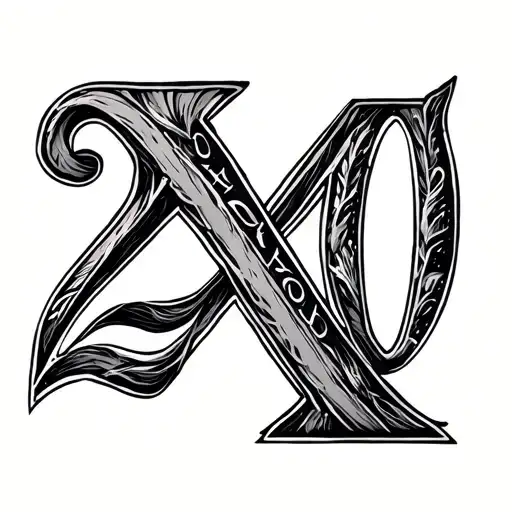 Roman numeral 2010 with a letter x in background tattoo design idea