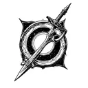 full metal alchemist transmutation circle in the steam , japanese tea cup, vinland saga dagger that Thorfinn tattoo design idea