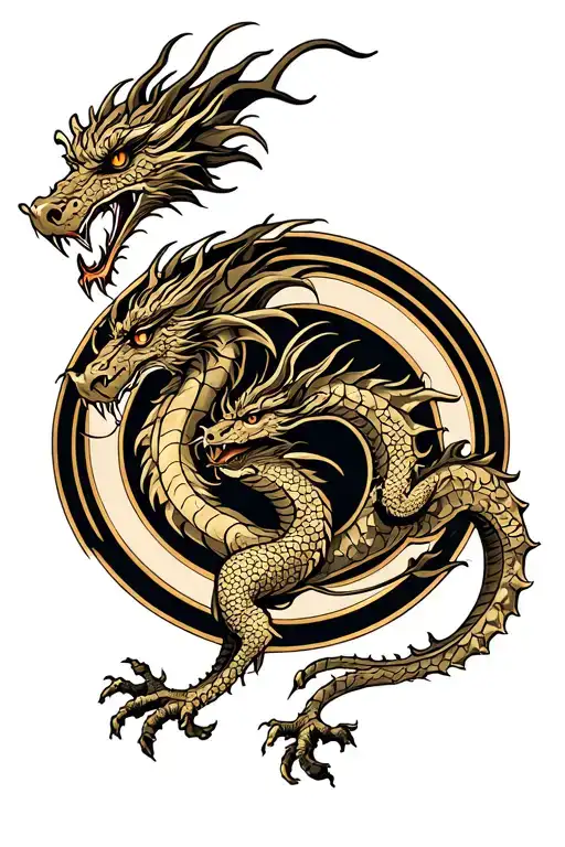 Dragon with Alas in Circle tattoo design idea