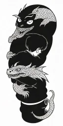 small kid fights dragon tattoo design idea