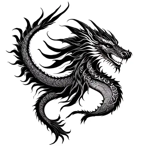 Indian and Dragon tattoo design idea
