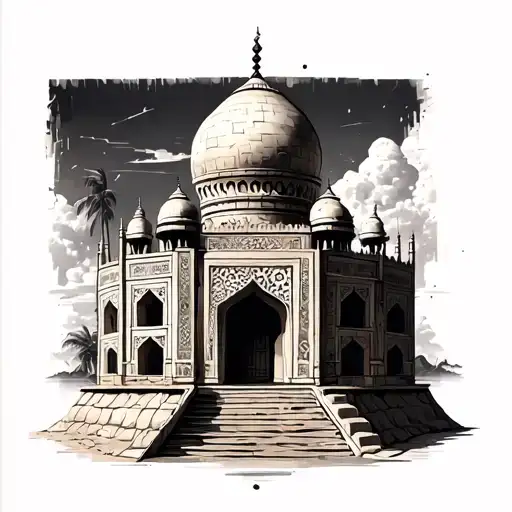 tan mahal sandcastle tattoo design idea