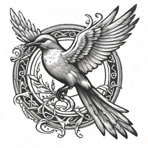 mocking jay bird tattoo design idea